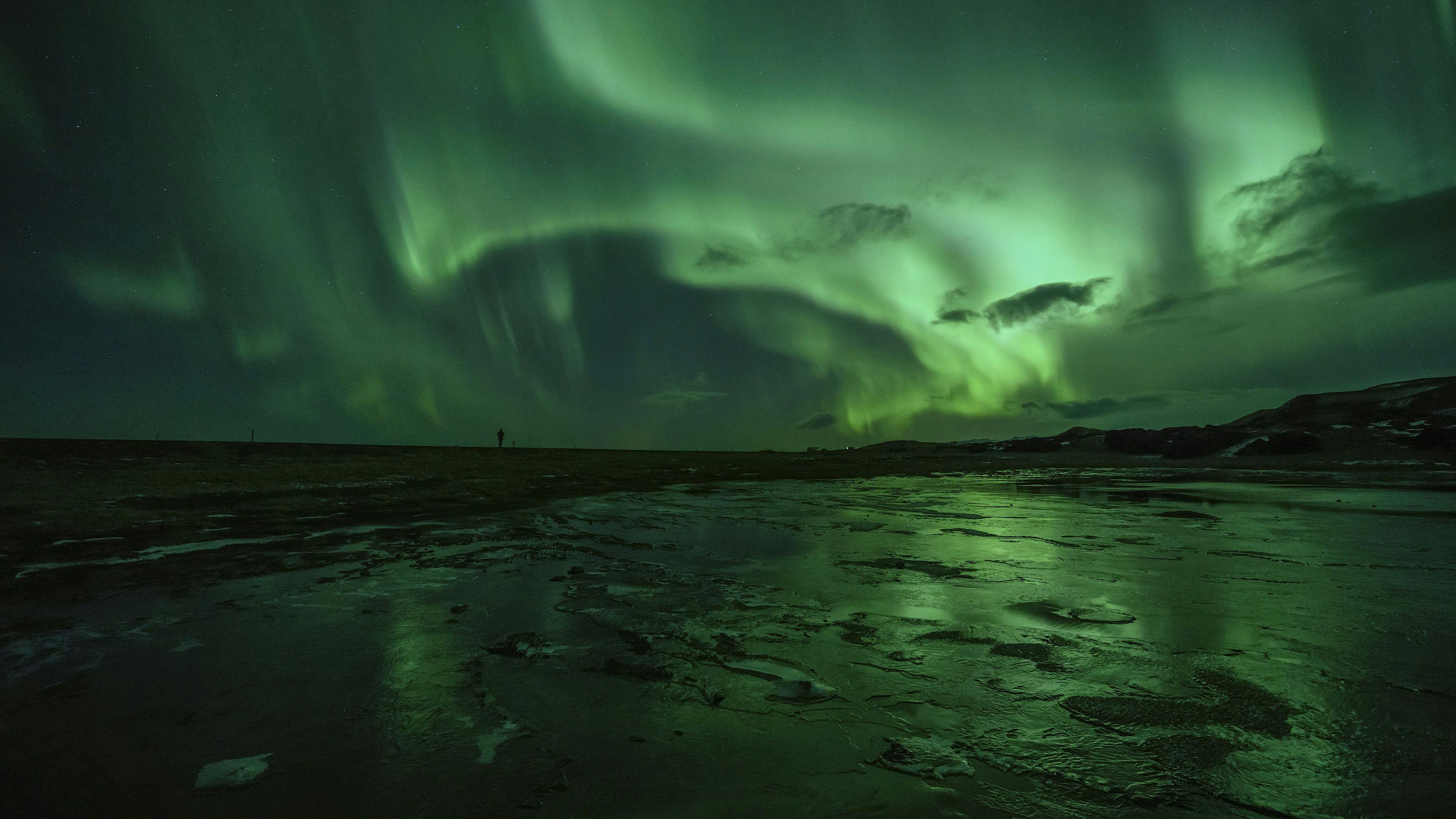 aurora borealis outside of reykjavik