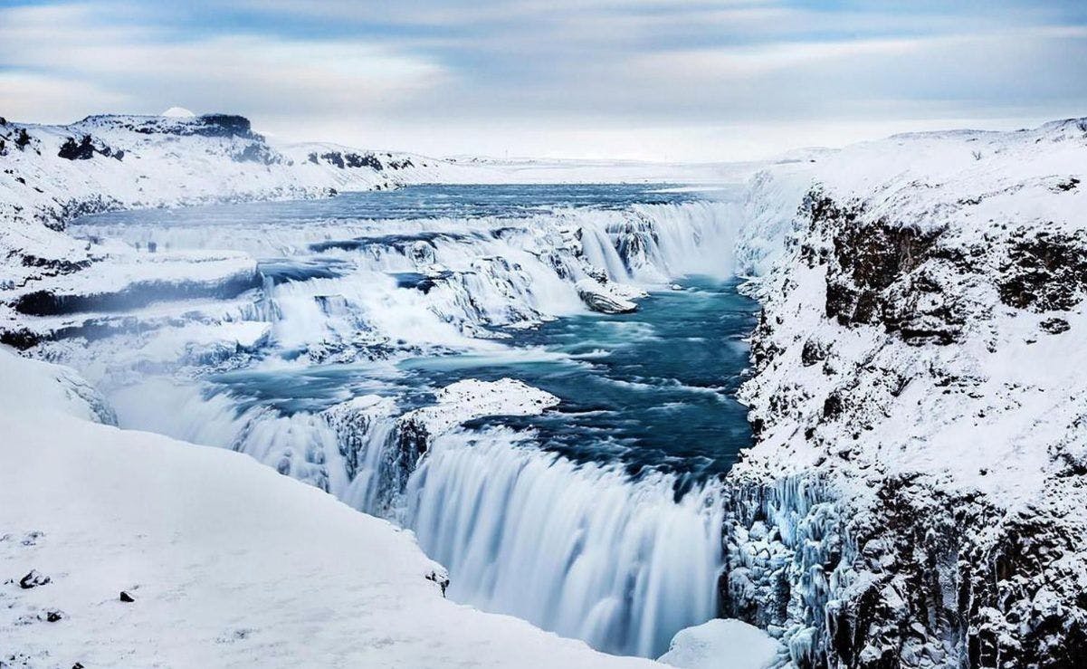 Gullfoss waterfall during winter in Iceland